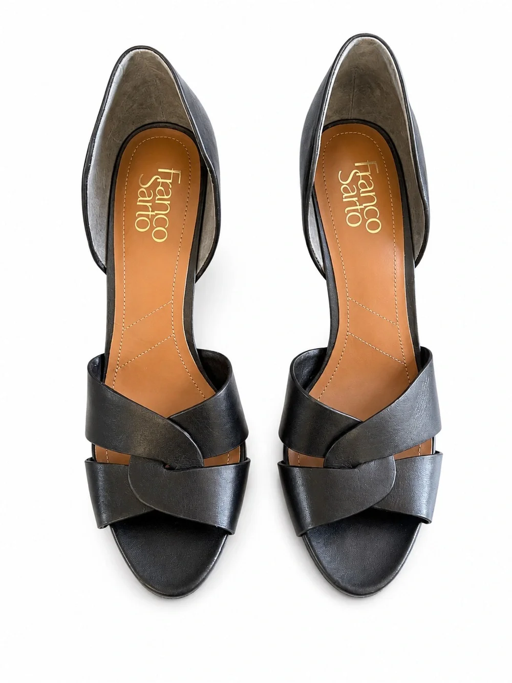 Franco Sarto Black Leather Classic Pumps Heels Size 9M Like New